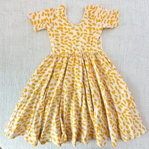 Alice + Ames Yellow Patterned Short Sleeve Ballet Twirl Dress VGUC 8